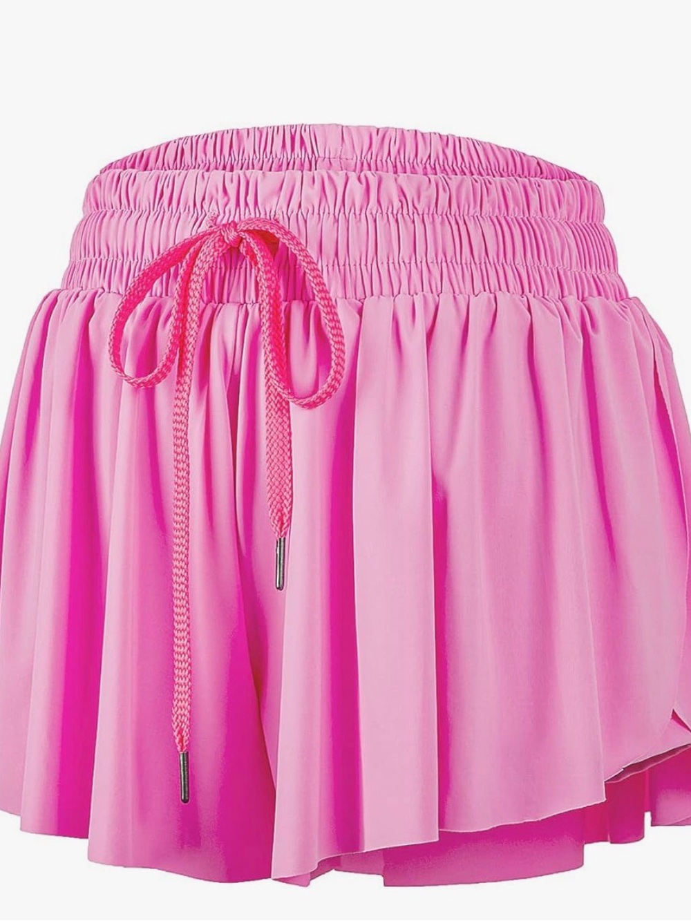 Smocked Pink Athletic Skort with Drawstring Waist